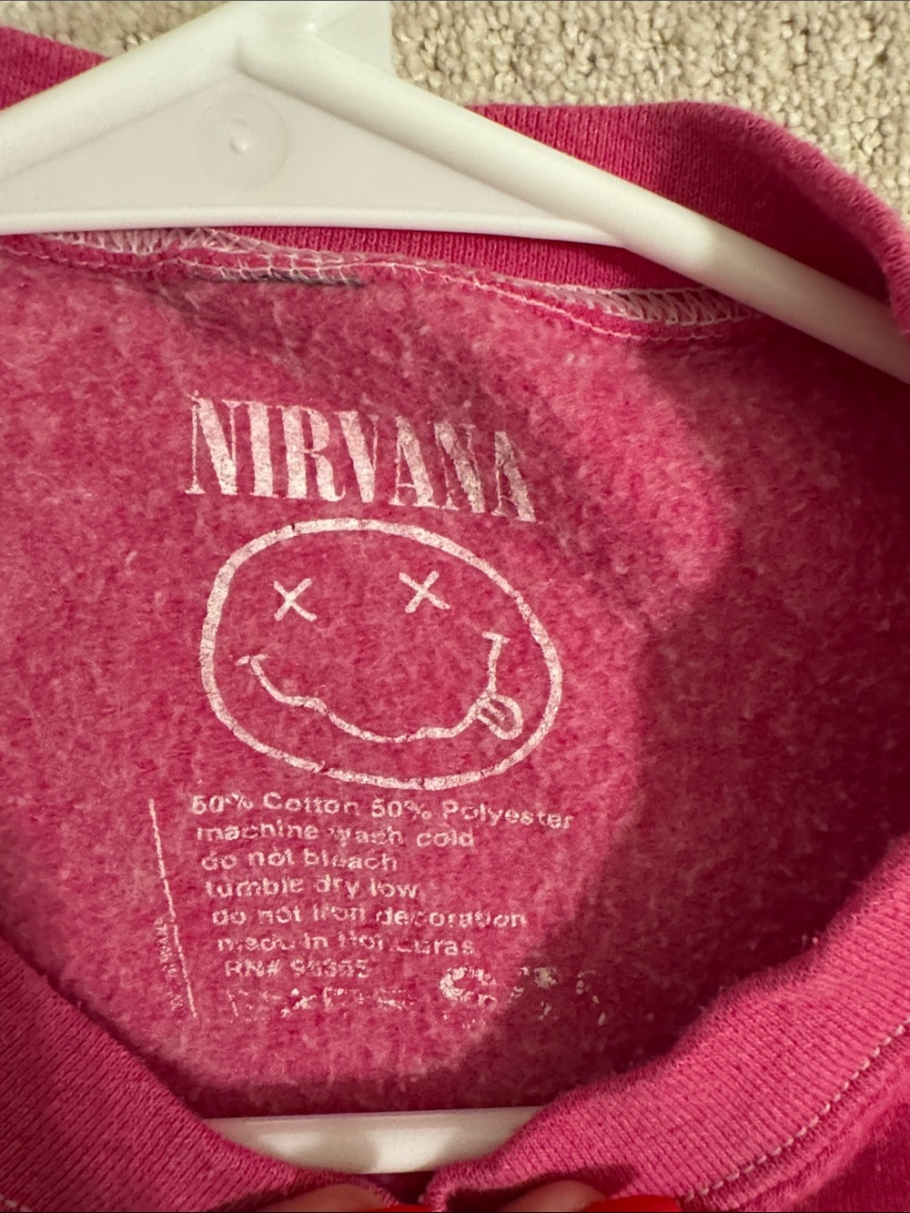 NIRVANA Pink Sweatshirt with Neon Smiley Graphic - Picture 2 of 3